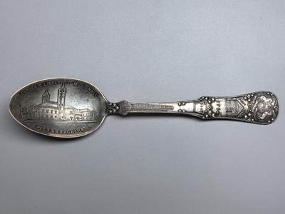 小驴勋章奖章收藏3月21日周六晚六点拍卖（珍爱和平，收藏战争，铭记历史，勿忘国耻，忠党爱国。有偿代拍，送拍规则在简介最后，参拍须阅读规则后再参拍，关系到运费包装发货时效真假辨别等关键信息，拍卖时不再发原图，看大图店主微信码在拍卖店铺介绍里） - 美国925银银勺，1904年美国匹兹堡大学纪念银勺，20.6克