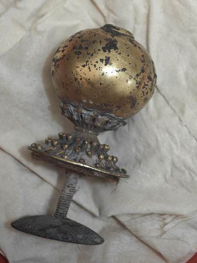 橙子收藏第六期 - 铜鎏金素面球形顶戴，清代七品顶戴