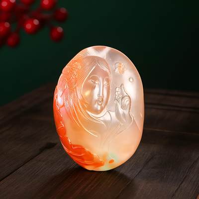 碧月说宝.君子怀瑾·当代和田玉清风专场(三) - 苏工名家魏海涛作品 玉贵人荔枝冻南红巧雕吊坠