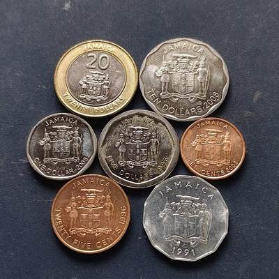 【全场包邮】纯粹捡漏拍512场 - 牙买加1991-2008年7枚套币