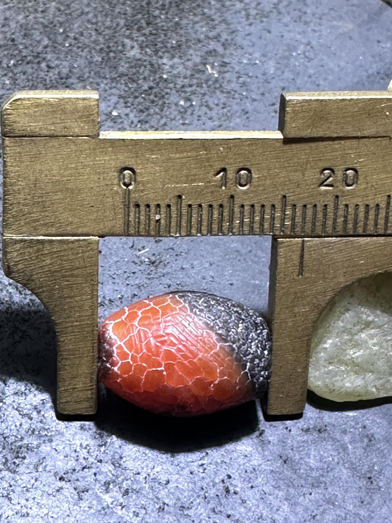 高玉化龙鳞风化纹缠丝玛瑙随形桶珠一颗，