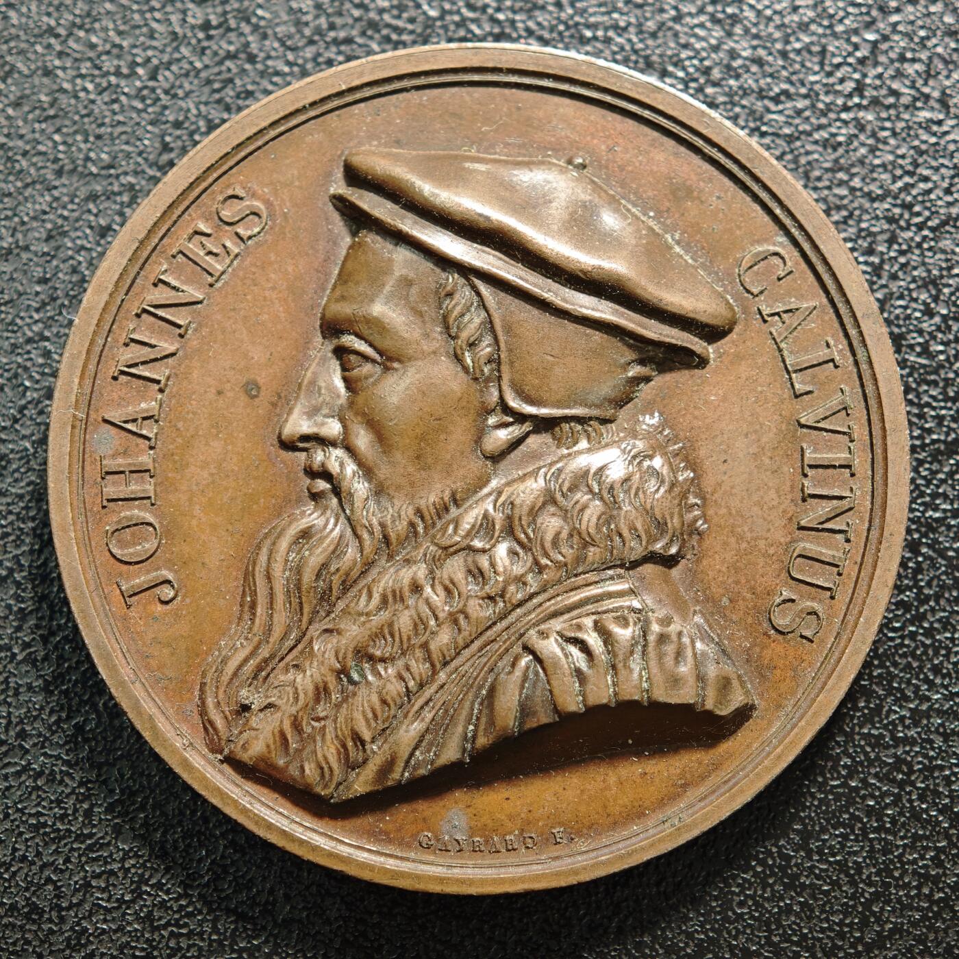 【德藏】世界币章拍卖第168期（拍品征集中~欢迎藏友联系） 1818年 法国欧洲宗教改革家约翰·加尔文高浮雕纪念铜章 直径约：39.6mm；重约：37.4g