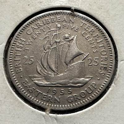 🌹外币初藏🌹🐯2026年第32场   每周二四六晚8️⃣点 接代拍 - 东加勒比1955年25分