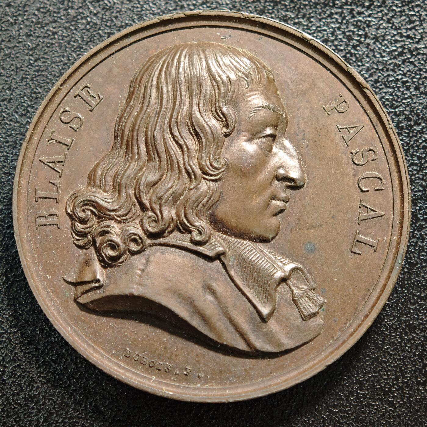 【德藏】世界币章拍卖第168期（拍品征集中~欢迎藏友联系） 1817年 法国数学家、物理学家、哲学家、散文家布莱士·帕斯卡高浮雕纪念铜章 直径约：39.3mm；重约：35.9g