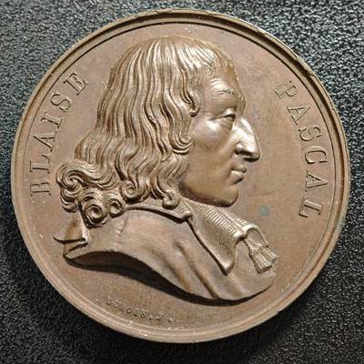 【德藏】世界币章拍卖第168期（拍品征集中~欢迎藏友联系） - 1817年 法国数学家、物理学家、哲学家、散文家布莱士·帕斯卡高浮雕纪念铜章 直径约：39.3mm；重约：35.9g