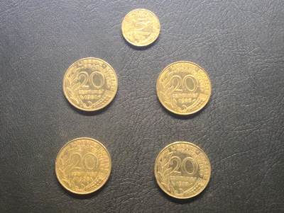 荟藏特别场次第九期——“社长的硬币堆” - 法国硬币批量五个