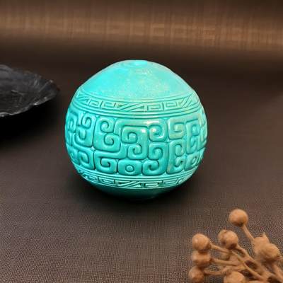 碧月说宝.君子怀瑾·当代和田玉清风专场(三) - 精工雕刻绿松石回纹珠