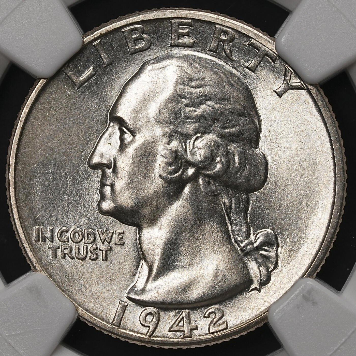 修遠堂世界钱币第108期 NGC MS64 1942年美国25美分银币