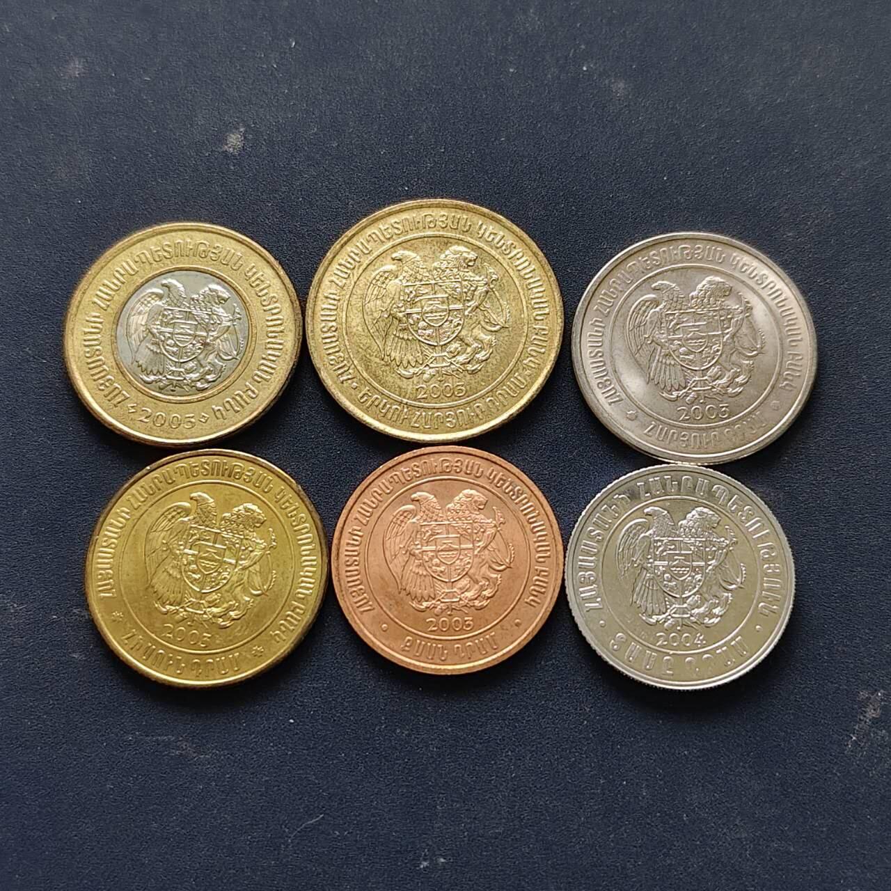 【全场包邮】纯粹捡漏拍512场 亚美尼亚2003-2004年6枚套币