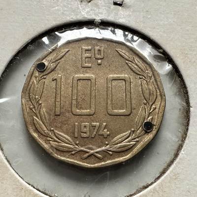 🌹外币初藏🌹🐯2026年第32场   每周二四六晚8️⃣点 接代拍 - 智利1974年100埃斯库多 有打孔