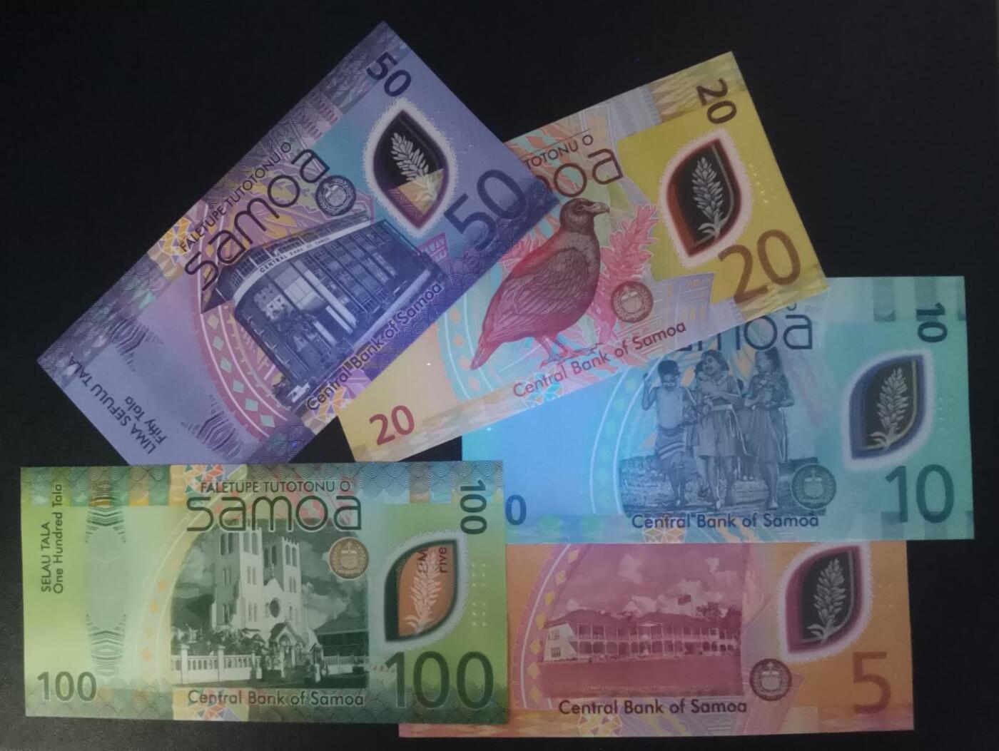 《艾美收藏》第237期-3.22周日外币强钞白金场 (5张全同百位620号全偶)萨摩亚23/25年首发AA/BB/CC/DD/EE冠5/10/20/50/100塔拉UNC绝品