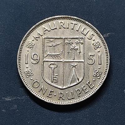 【全场包邮】纯粹捡漏拍512场 - 英属毛里求斯1951年乔治六世1卢比