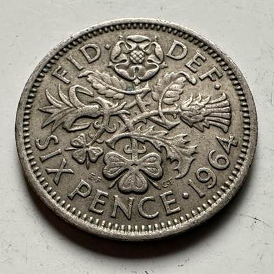 🌹外币初藏🌹🐯2026年第32场   每周二四六晚8️⃣点 接代拍 - 英国 1964年 6便士  b