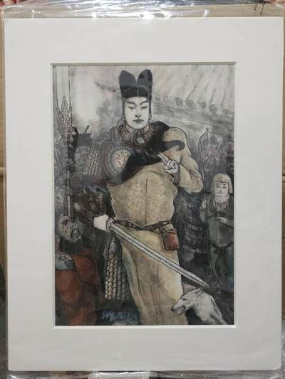 龙虎卡牌-七九场（满200元包邮，无佣金，每周六结拍，欢迎送拍） - 【亲签 签绘】A4版画 秦嘉裕 - 二郎真君 (背面亲签签绘，如图4 5 6 边角有略微折角瑕疵，介意勿拍)