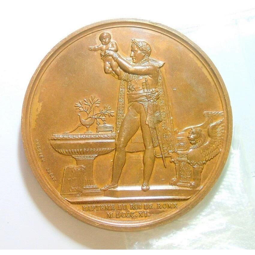 【艺术】法国艺术大章1811年 拿破仑二世出生 高浮雕精制超大铜章 68MM 139克