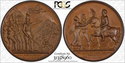 掌中浮雕-藏着的欧洲第055场 - PCGS SP64+ : 1812年英国萨拉曼卡战役纪念铜章，41mm