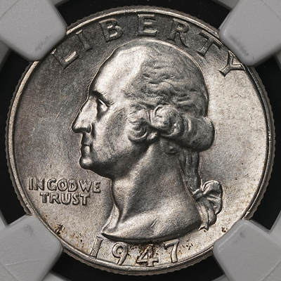 修遠堂世界钱币第108期 - NGC MS65 1947年美国25美分银币