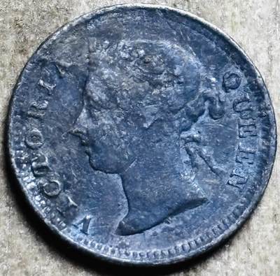 文馨钱币收藏第 297 场，银币，古钱币，铜元场，长期接代拍业务 - 1894 年英属海峡殖民地维多利亚时期 5 分银币，1.36 克 800 银