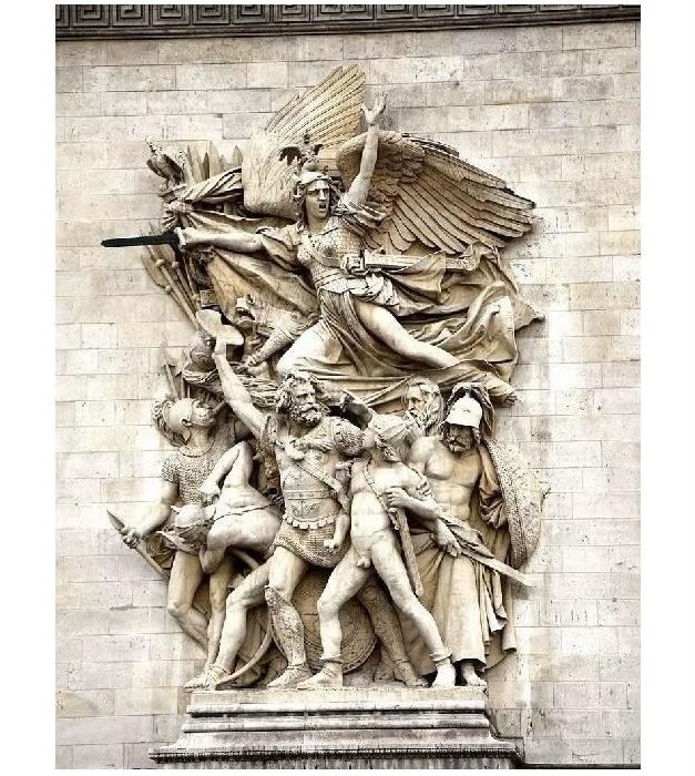 【艺术】法国艺术大章1919年 一战胜利+凯旋门浮雕拿破仑出征 高浮雕精制超大铜章 50×70MM