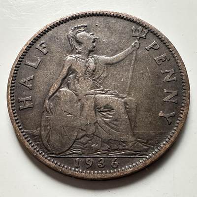 🌹外币初藏🌹🐯2026年第32场   每周二四六晚8️⃣点 接代拍 - 英国 1936年 半便士 a