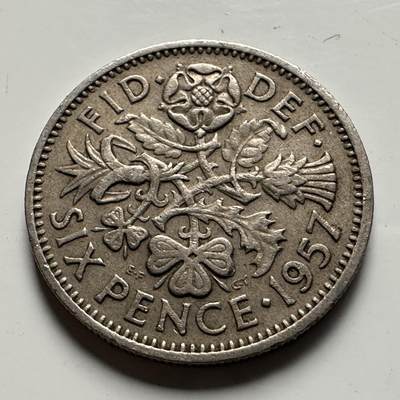 🌹外币初藏🌹🐯2026年第32场   每周二四六晚8️⃣点 接代拍 - 英国 1957年 6便士  