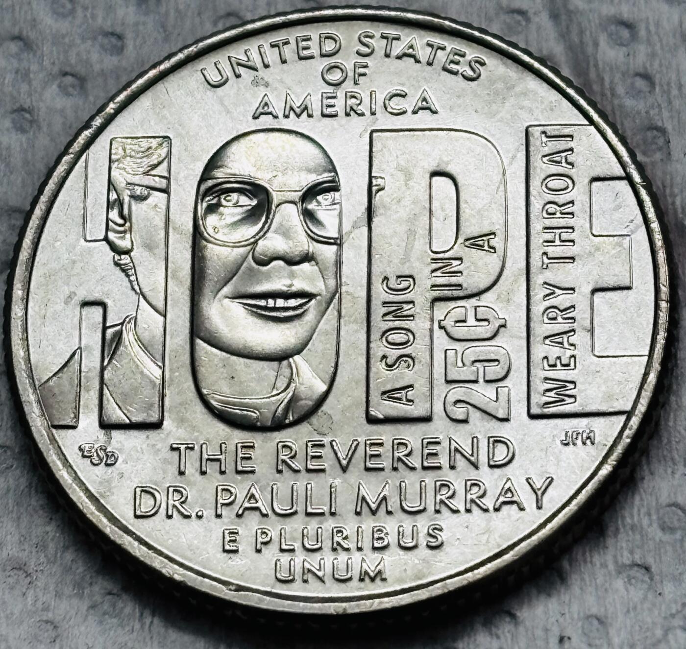 文馨钱币收藏第 297 场，银币，古钱币，铜元场，长期接代拍业务 全新 2024年美国纪念币杰出女性系列第11枚保利默里牧师 P 版