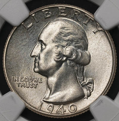 修遠堂世界钱币第108期 - NGC MS64 1940年美国25美分银币