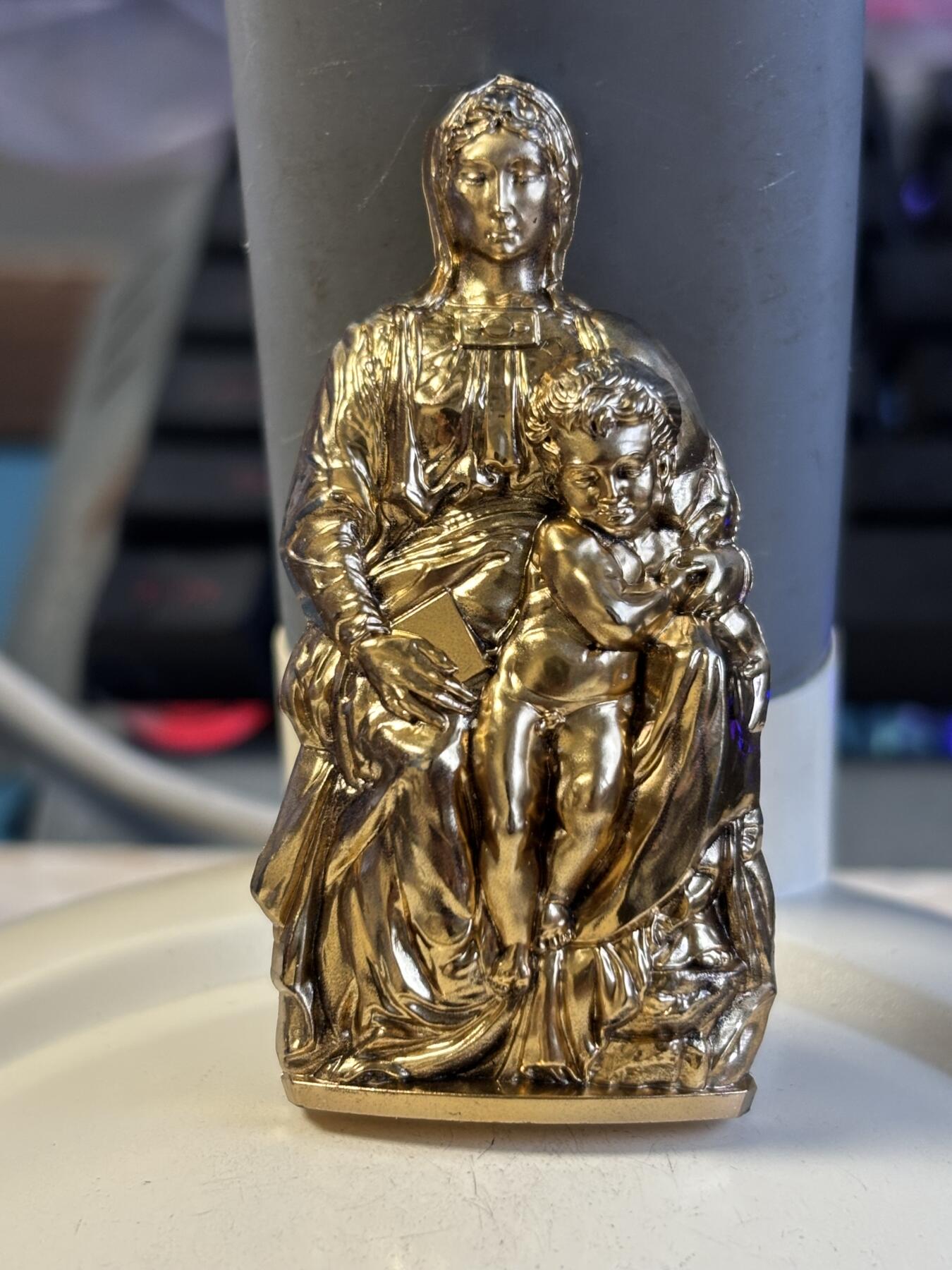 第194期拍卖 库克2020年布鲁日圣母玛利亚米开朗基罗20元镀金立体银币3盎司纪念银币，999银，发行501枚