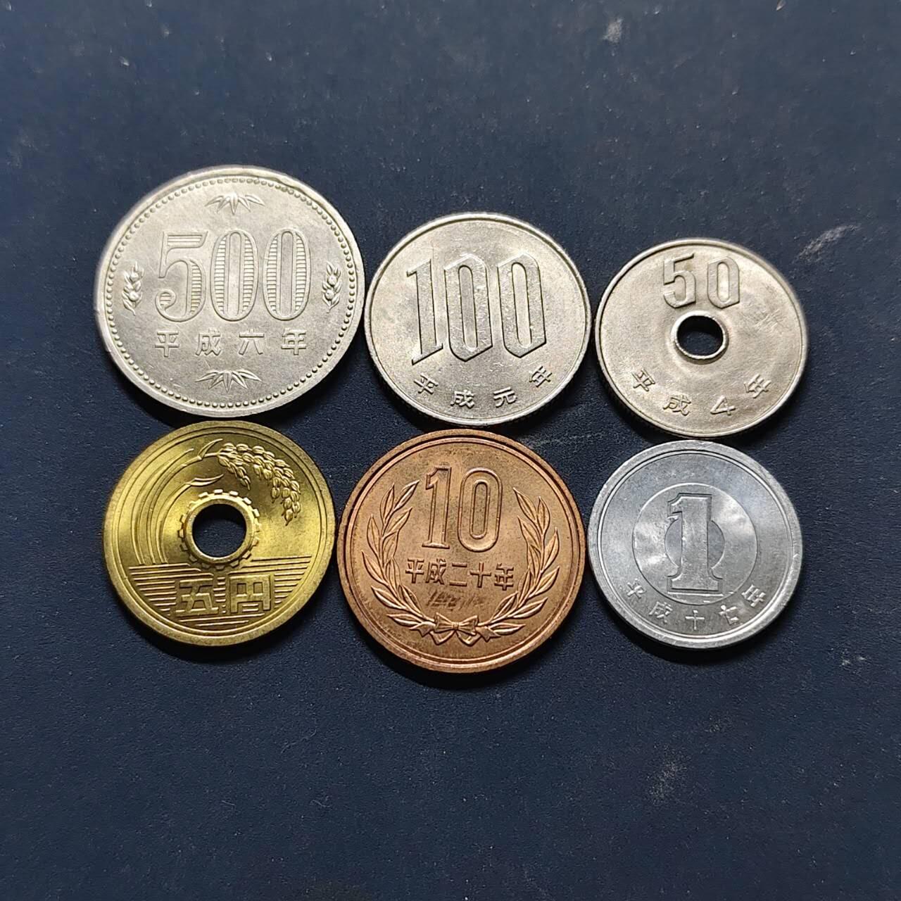 【全场包邮】纯粹捡漏拍512场 日本平成元-20年6枚套币-含特年平成元年+首版500円