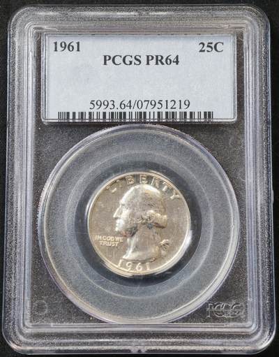 甄臻铺-世界币章拍卖（第55期），3月28日甄品场（直播拍卖）拍品征集中，送拍享返佣金等优惠多多 - PCGS-PR64 1961年美国1/4美元