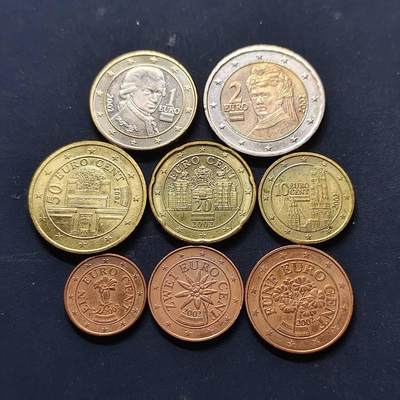 【全场包邮】纯粹捡漏拍512场 - 奥地利2002年欧元首发年8枚套币