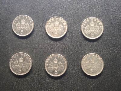 荟藏特别场次第九期——“社长的硬币堆” - 英国花版5便士批量六个