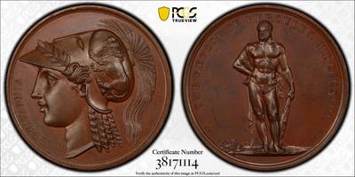 掌中浮雕-藏着的欧洲第055场 - PCGS SP64 : 1814年巴黎和平协定、欧洲和平纪念铜章，41mm