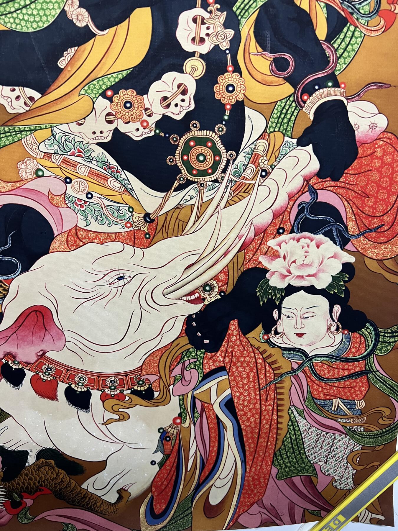 零元拍：唐卡装饰艺术复制画 （非原画）做旧工艺 名稱：金剛手菩薩怨念相 规格41✖️71