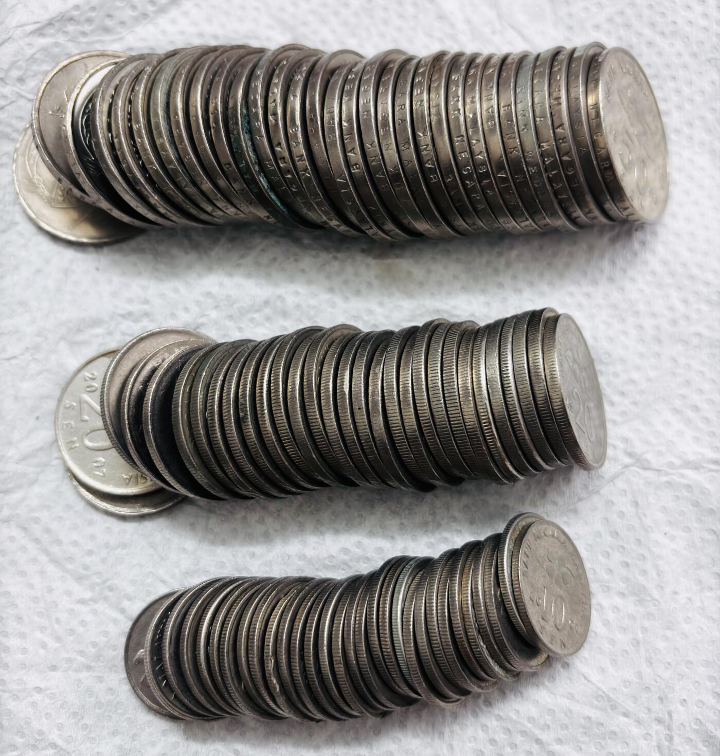 文馨钱币收藏第 297 场，银币，古钱币，铜元场，长期接代拍业务 好品马来西亚民俗版 10/20/50 分 3 枚套 30 组共计 90个