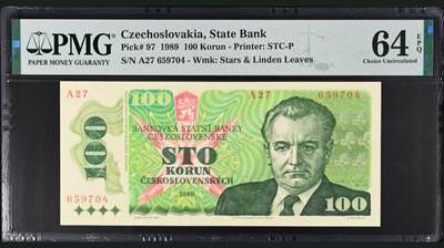 个人原因，200多张爱藏和PMG一起出，无佣金不单出，总价放在最后 - 1989年捷克斯洛伐克100克朗 PMG评级