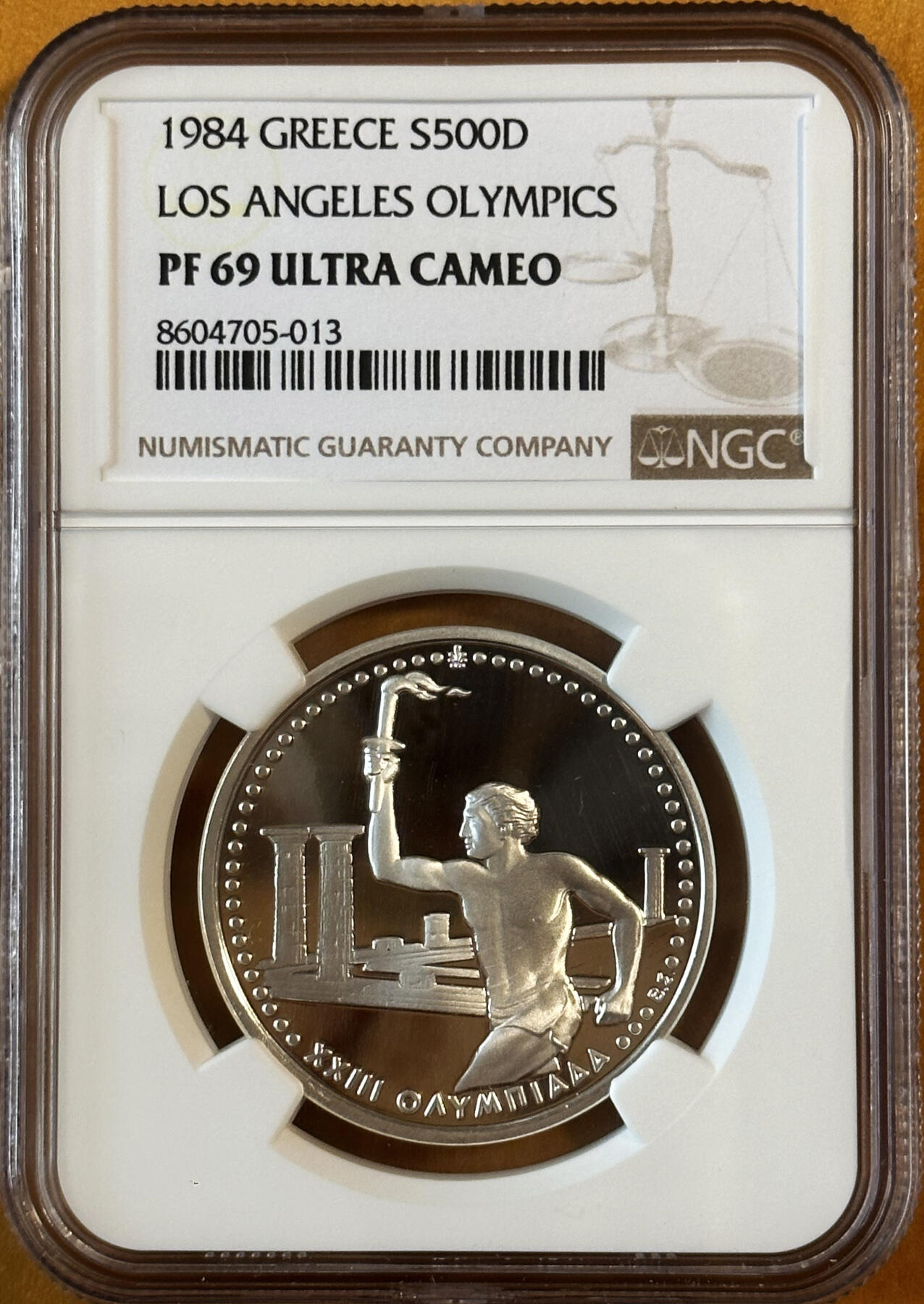 NGC-PF69UC 1984希腊奥运会500德拉克马大银