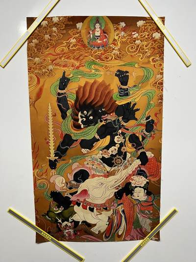 零元拍：唐卡装饰艺术复制画 （非原画）做旧工艺 名稱：金剛手菩薩怨念相 规格41✖️71 - 零元拍：唐卡装饰艺术复制画 （非原画）做旧工艺 名稱：金剛手菩薩怨念相 规格41✖️71