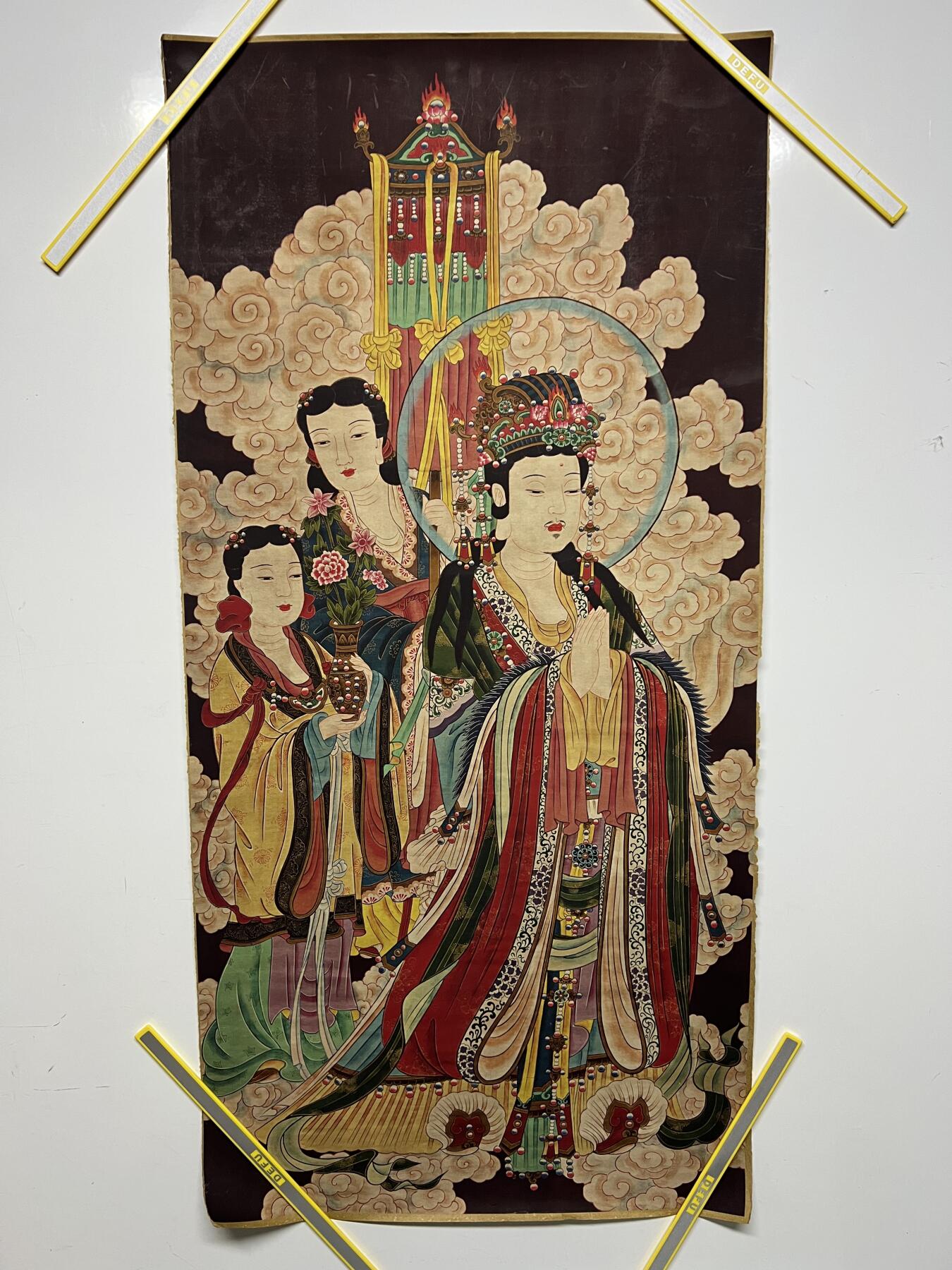 零元拍：唐卡装饰艺术复制画 （非原画）做旧工艺 名稱：王母娘娘 尺寸90✖️45