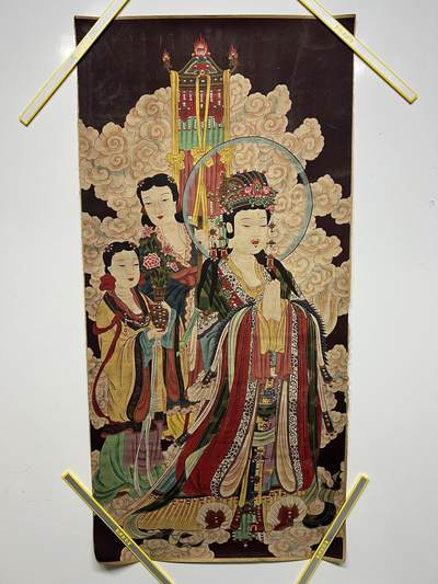 零元拍：唐卡装饰艺术复制画 （非原画）做旧工艺 名稱：王母娘娘 尺寸90✖️45 - 零元拍：唐卡装饰艺术复制画 （非原画）做旧工艺 名稱：王母娘娘 尺寸90✖️45