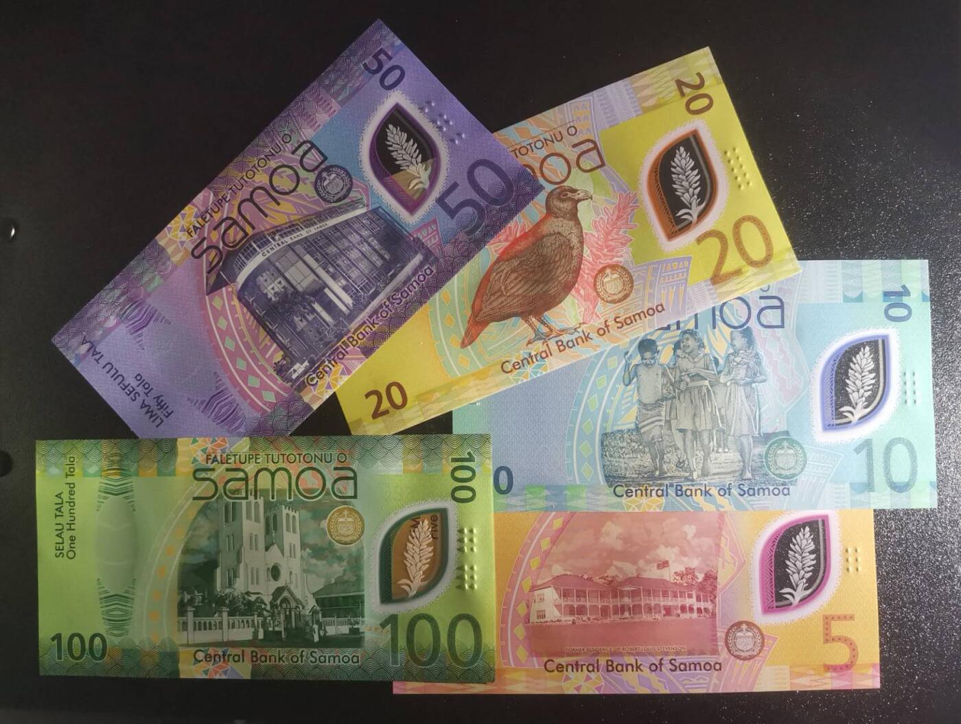 《艾美收藏》第237期-3.22周日外币强钞白金场 (5张全同百位620号全偶)萨摩亚23/25年首发AA/BB/CC/DD/EE冠5/10/20/50/100塔拉UNC绝品