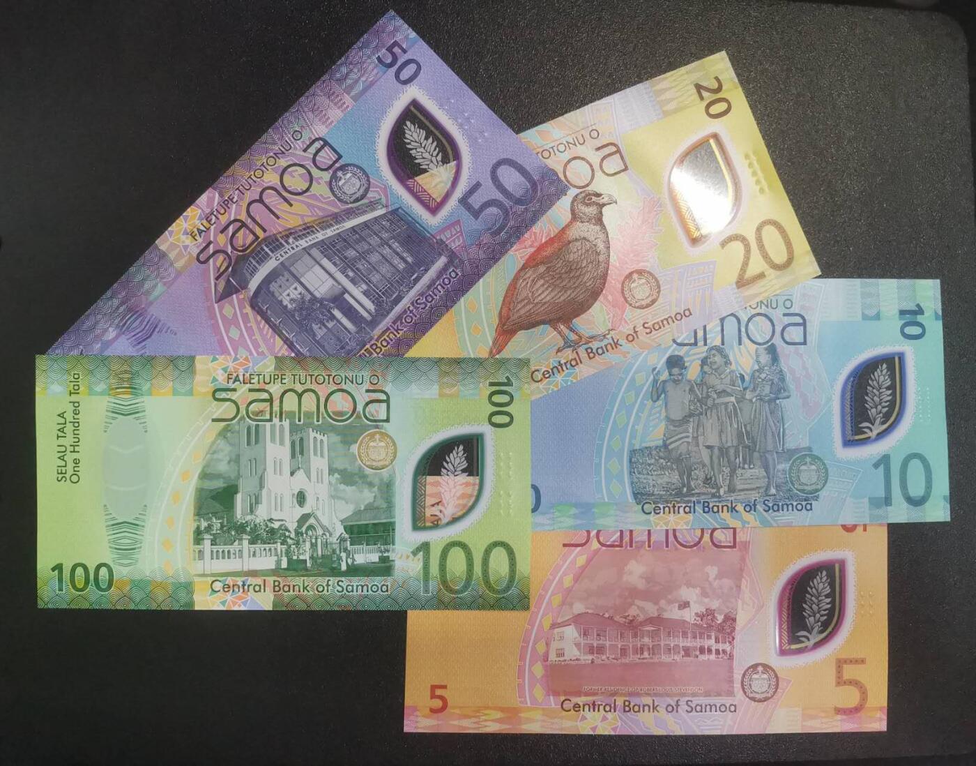 《艾美收藏》第237期-3.22周日外币强钞白金场 (5张全同百位620号全偶)萨摩亚23/25年首发AA/BB/CC/DD/EE冠5/10/20/50/100塔拉UNC绝品