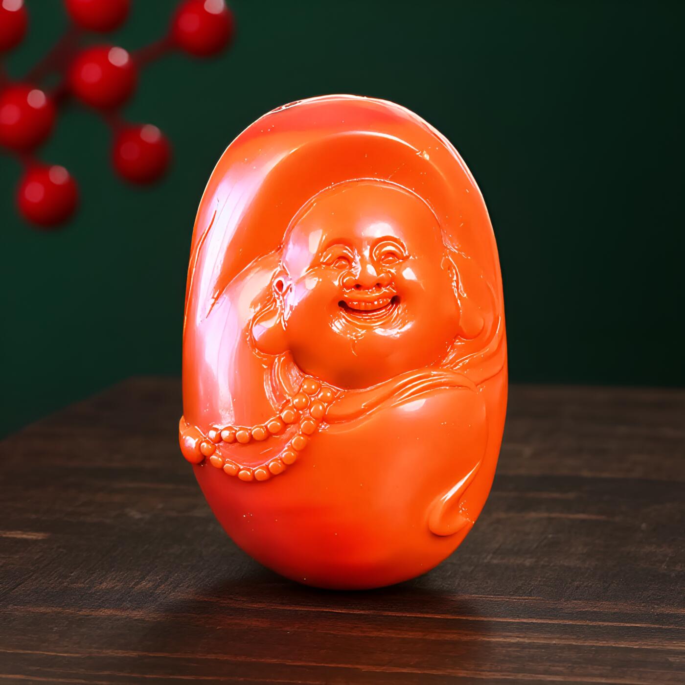 碧月说宝.君子怀瑾·当代和田玉清风专场(三) 精工雕刻高品满色满肉弥勒佛南红吊坠