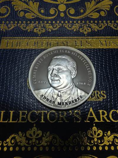 长老汇马年精选第十二场拍卖 - 2022土耳其政治人物系列二阿兰德·门德斯20里拉精制银币，1盎司925银，3000枚
