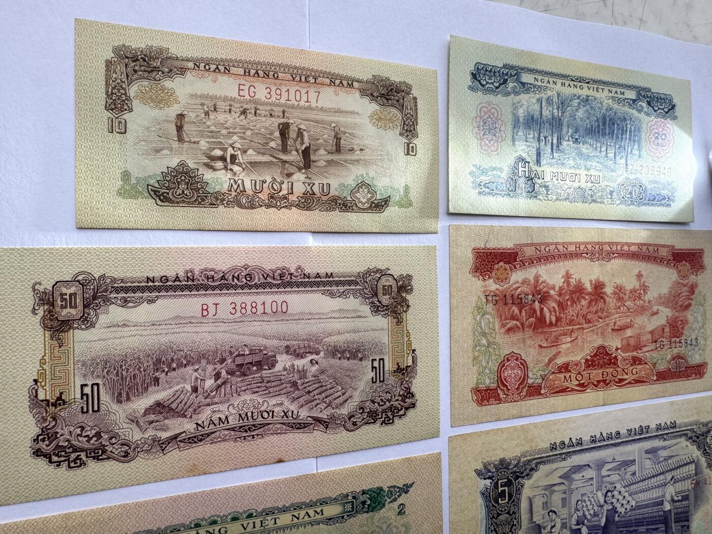 2026第5场（总第232期）：精品测试钞、外钞综合场 中国代印/越南/南越国家银行1966年版10、20、50仙、1、2、5、10、50盾全套8枚（美品如图）