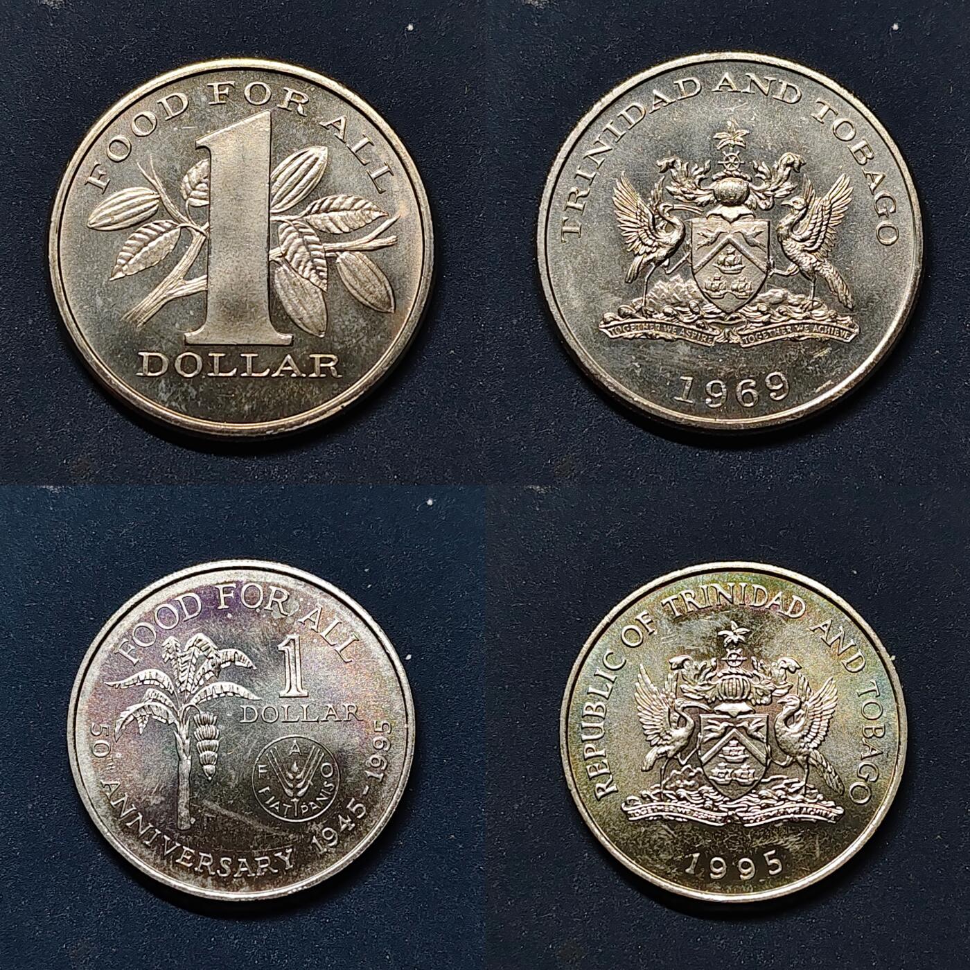 【全场包邮】纯粹捡漏拍514场 特立尼达和多巴哥1969-1995年FAO纪念币2枚一组