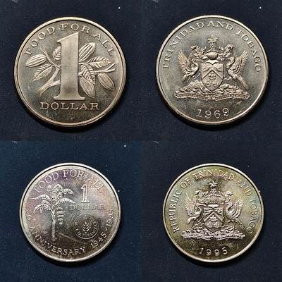 【全场包邮】纯粹捡漏拍514场 - 特立尼达和多巴哥1969-1995年FAO纪念币2枚一组