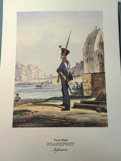 盛世勋华——号角文化勋章邮票专场拍卖第309期 - 大尺寸手绘图卡 法兰克福自由市步兵 大A4尺寸 翻印自1848年出版《德意志陆军》一书