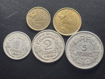 邮泉阁限时拍卖第四十三场（硬币在国外。请付邮费6元。） - 法国第四共和国5枚