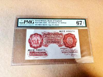 【Blue Auction】世界纸币精拍第797期——18级TOP拍卖/信誉/品质/专业/高效💫 - 英国 A序列 949-55年10先令 PMG67EPQ 高分